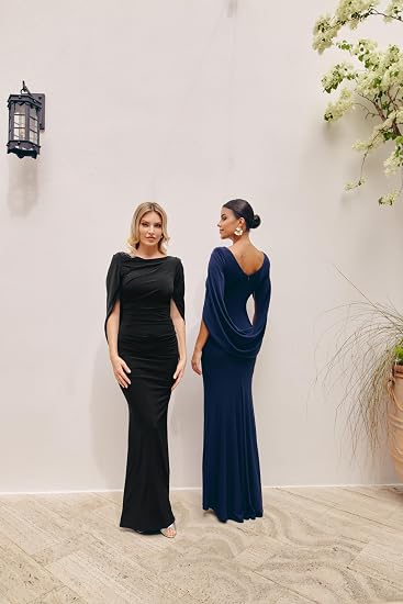 Betsy & Adam Women's Boat Neck Evening Gown
