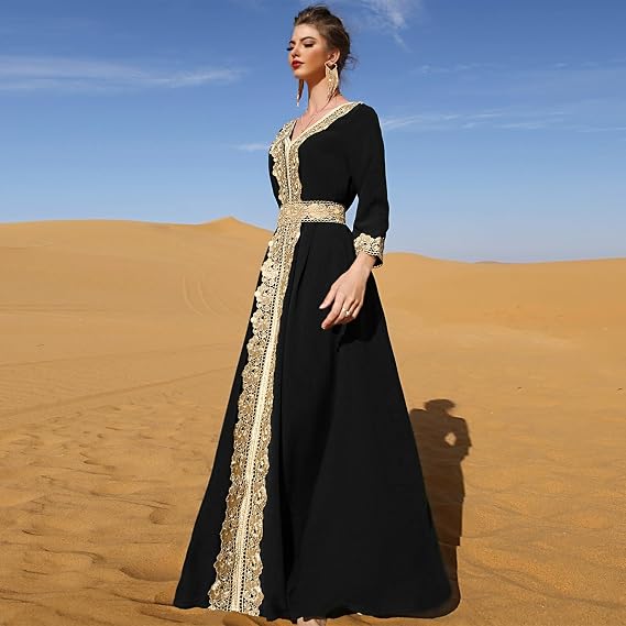 ABEWIP Women's Embroidered Abaya Dress