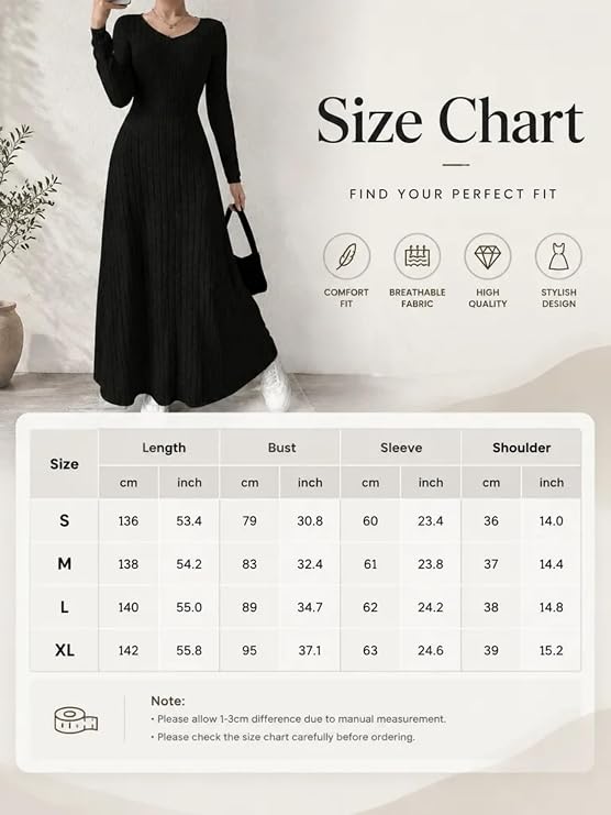 Women's Long Sleeve Ribbed Knit Maxi Dress