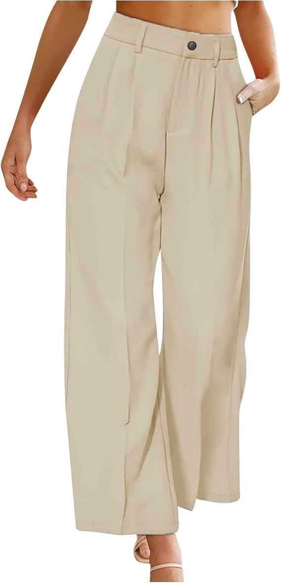 Women Casual High Waisted Wide Leg Pants