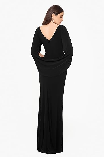 Betsy & Adam Women's Boat Neck Evening Gown