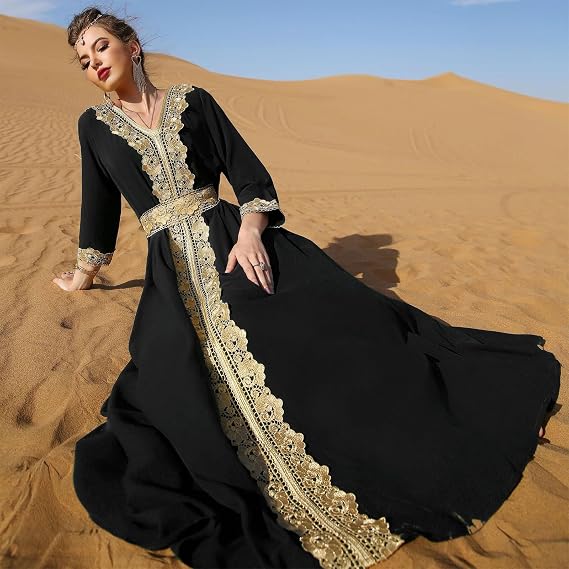 ABEWIP Women's Embroidered Abaya Dress