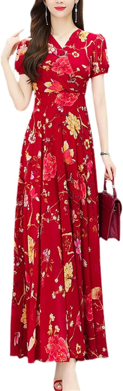 Women's Floral Chiffon Long Dress