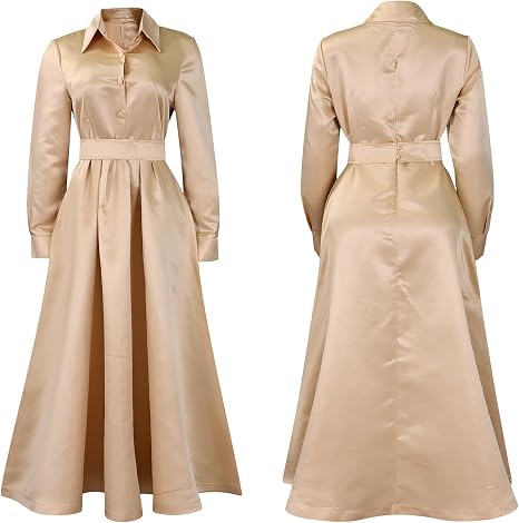 SOMTHRON Women's Long Sleeve Maxi Shirt Dress