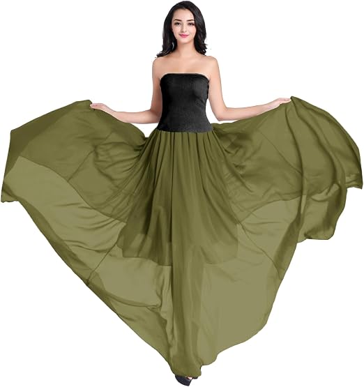 v28 Women Pleated Maxi Chiffon Skirt